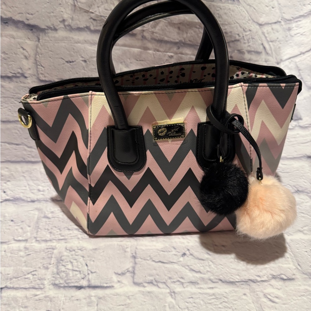Luv Betsey by Betsey Johnson Chevron Satchel – Pink Zig Zag, New Without Tags